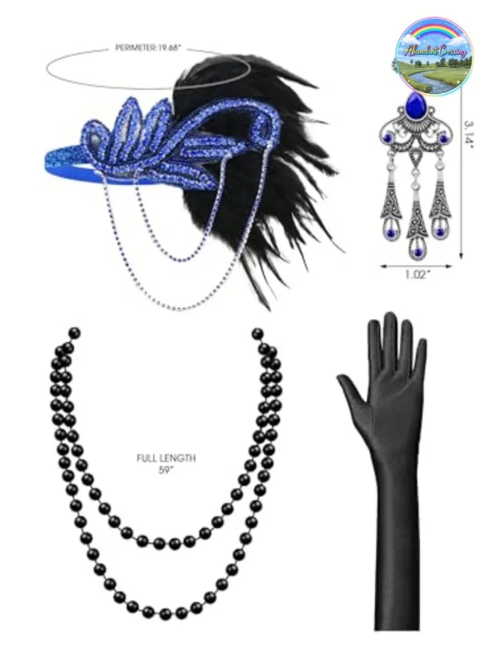 1920s Flapper Dress Sequin Beaded Mesh Sleeve V-Neck Gatsby Costume Set